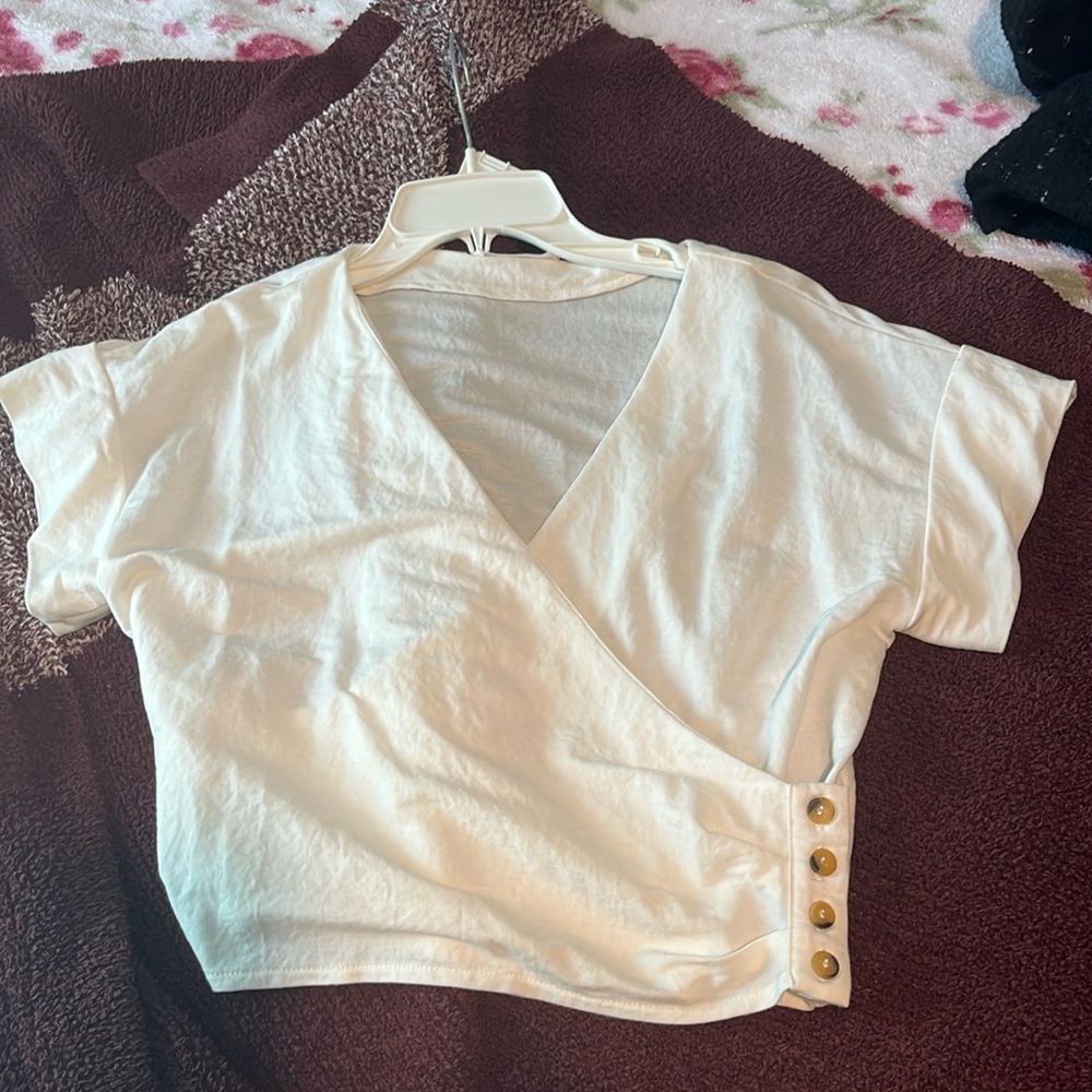 Mango brand extra small white wrap top